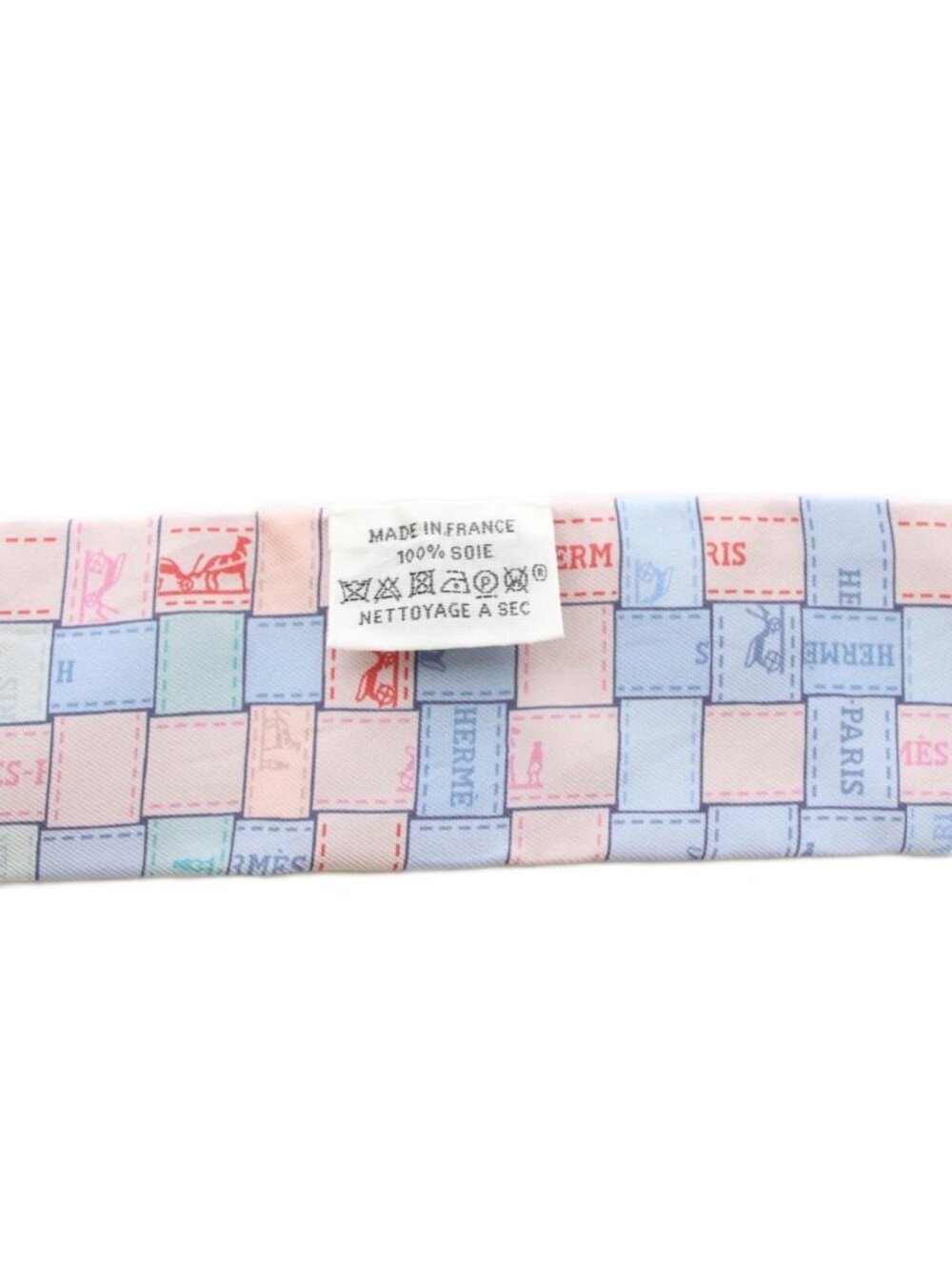★SOLD★ Hermes Bolduc Au Carre Scarf Ribbon Silk Light Blue Pink YT - Picture 3 of 5